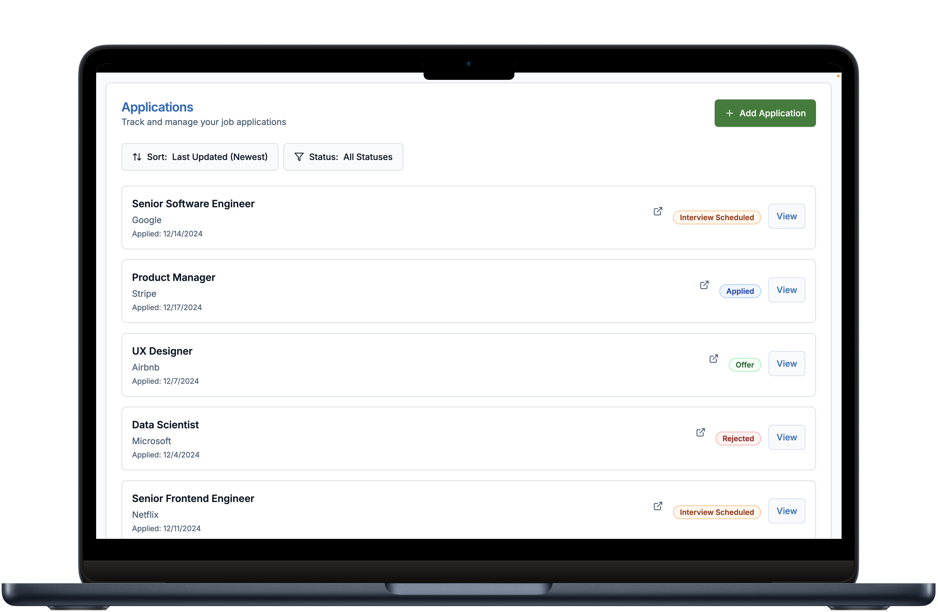 AppTrack Dashboard on MacBook
